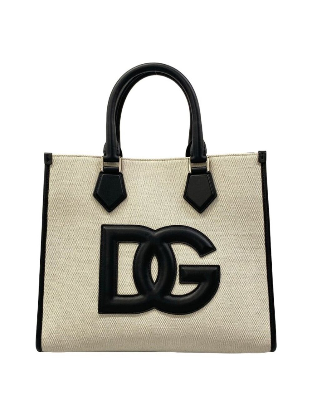 Dolce & Gabbana Tote Bag White Black Leather
